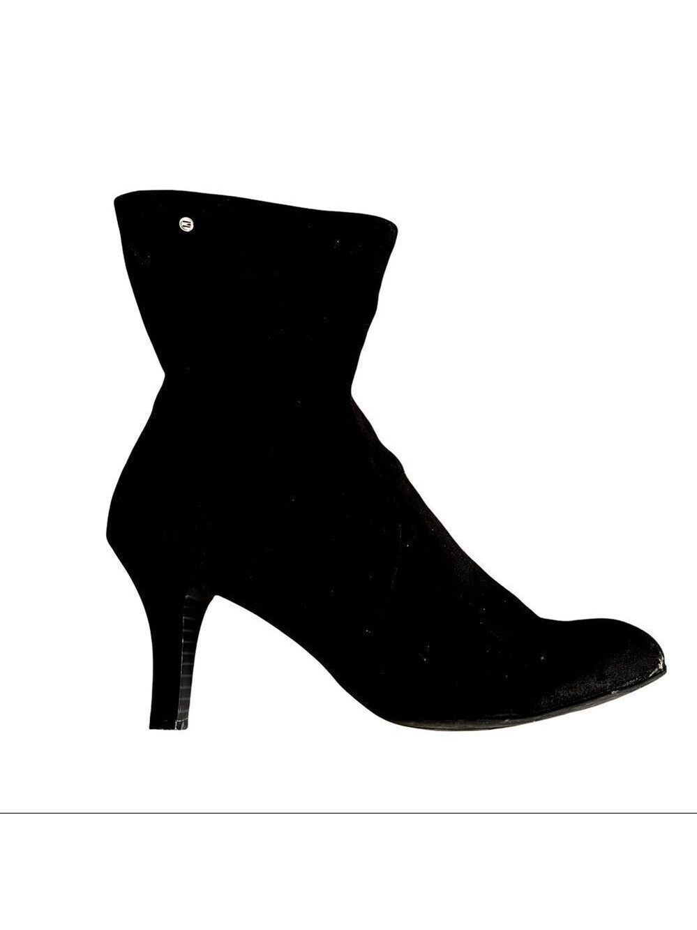 TOMMY HILFIGER Faux Suede Pull On Ankle Boots Heel Black 10